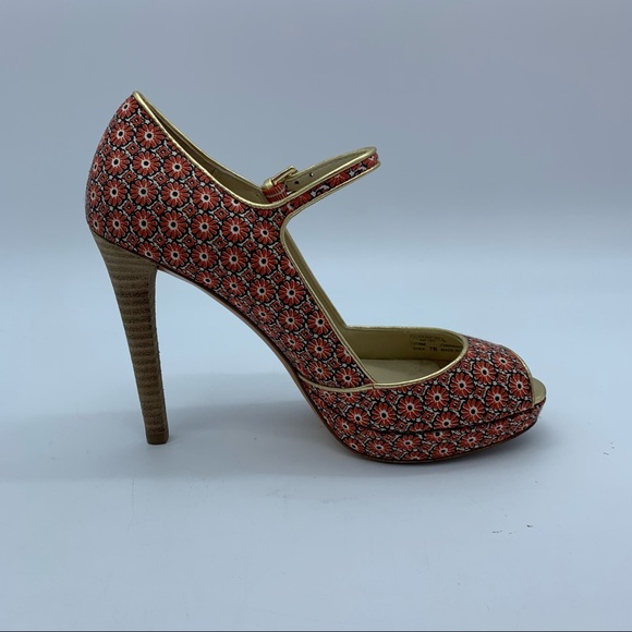 Coach Red and Gold Patterned Heels - Picture 5 of 16
